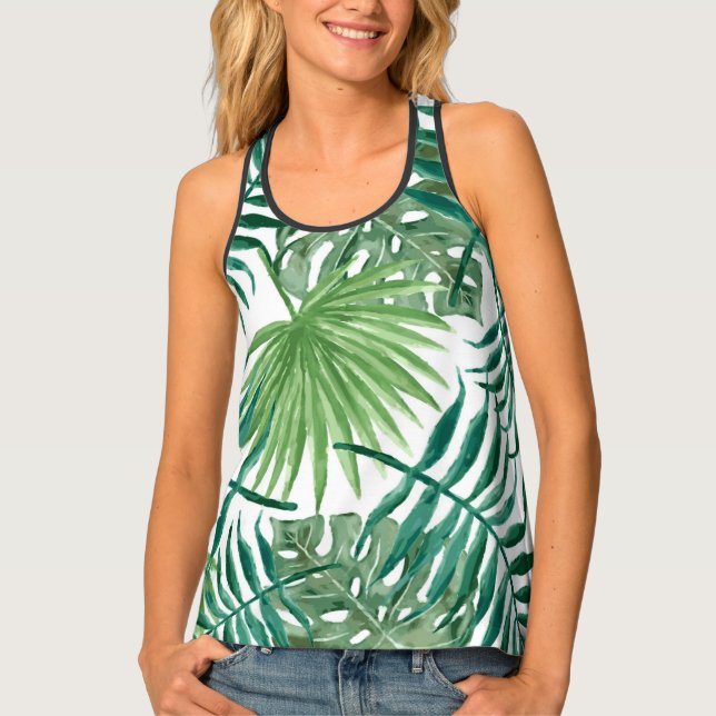 Create your own tropical palm tree leaves tank top (Front)