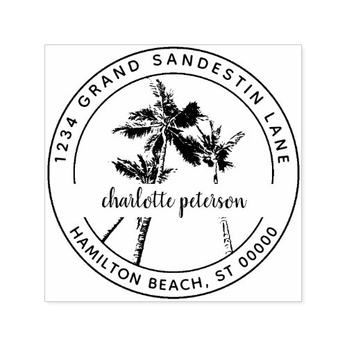 Create Your Own Tropical Palms Return Address Self_inking Stamp
