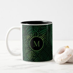 Create Your Own Tropical Pattern Monogram Two-Tone Coffee Mug