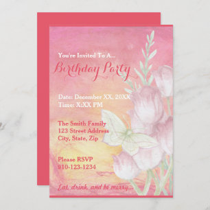 Create Your Own Tulip Butterfly Party Invitations