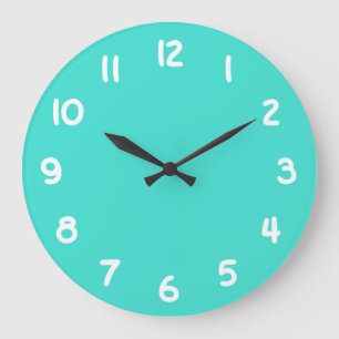 Create Your Own Turquoise and White Numbers Large Clock