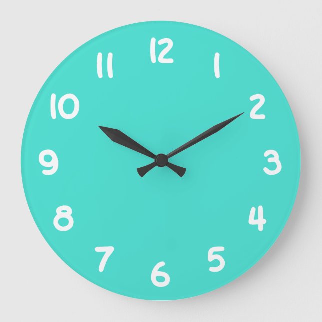 Create Your Own Turquoise and White Numbers Large Clock (Front)