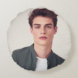 Create your Own Tw0 Photo Custom 2 Picture Round Pillow