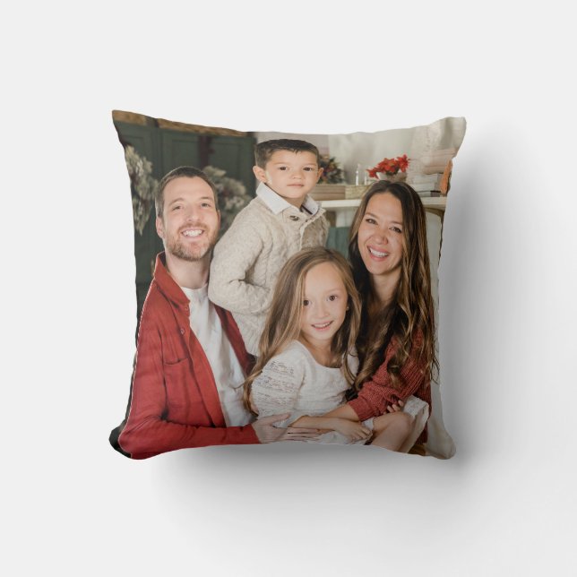 Create Your Own Two Photo Custom Pic Double Sided Throw Pillow (Front)