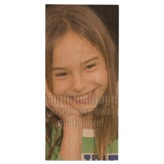 Create Your Own TWO Photos - Vertical Wood Flash Drive