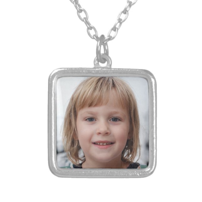 Create Your Own Two-sided Family Photo  Silver Plated Necklace (Front)