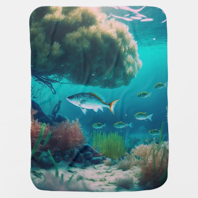 Create Your Own Underwater Life of Fish Baby Blanket (Front)