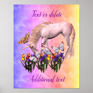 Create Your Own Unicorn And Butterflies Fantasy Poster