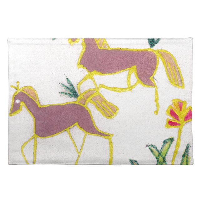 Create Your Own Unicorn Flora Power Cute Aesthetic Cloth Placemat (Front)