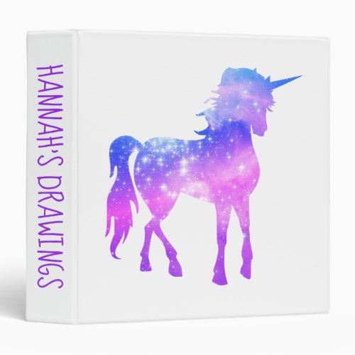 Create Your Own Unicorn Photo Silhouette White 3 Ring Binder