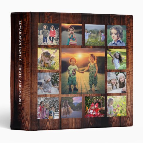 Create your own unique family photo collage rustic 3 ring binder
