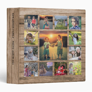 Create your own unique family photo collage rustic 3 ring binder