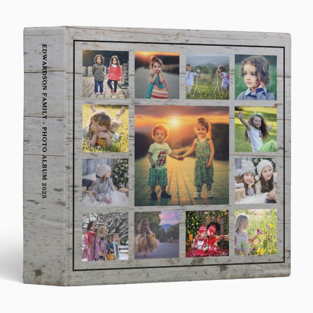 Create your own unique family photo collage rustic 3 ring binder (Front/Spine)