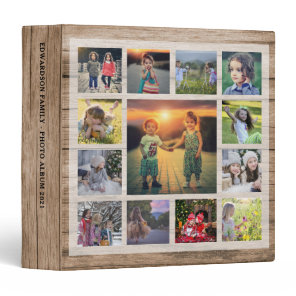 Create your own unique family photo collage rustic 3 ring binder