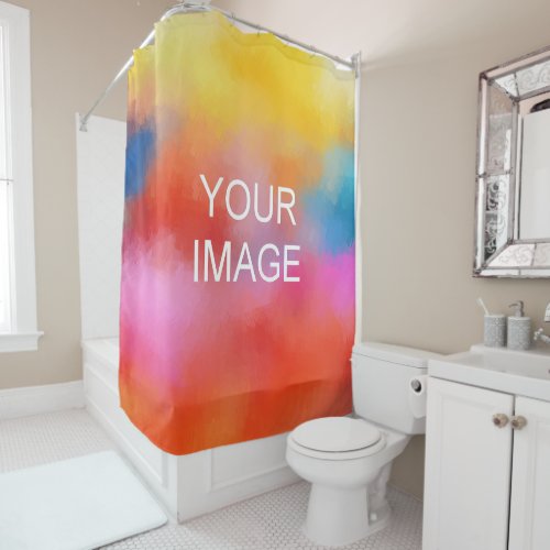 Create Your Own Upload Photo Image Add Text Name Shower Curtain