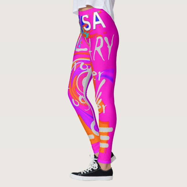 Create your own USA Baby Pink Weekend Lounging Leggings (Left)