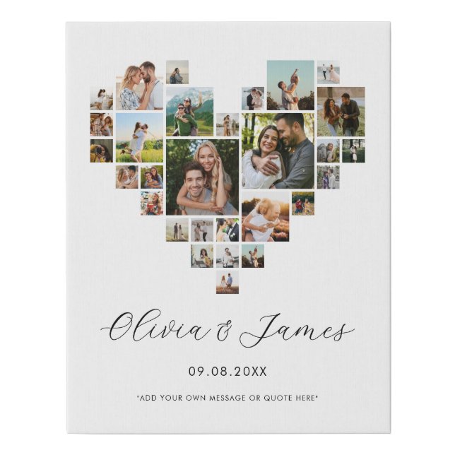 Create Your Own Valentines Day Photo Collage Faux Canvas Print (Front)