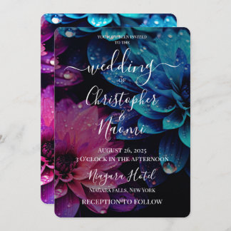 Create Your Own Vibrant Pink & Blue Flowers Invitation