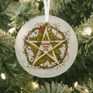 Create Your Own Victorian Autumn Leaves Pentacle Glass Ornament