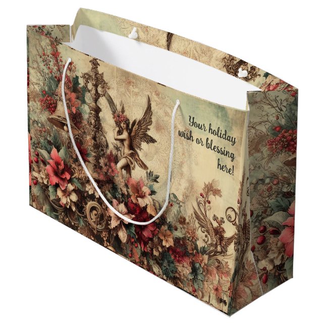 Create Your Own Victorian Christmas Angel Large Gift Bag (Back Angled)