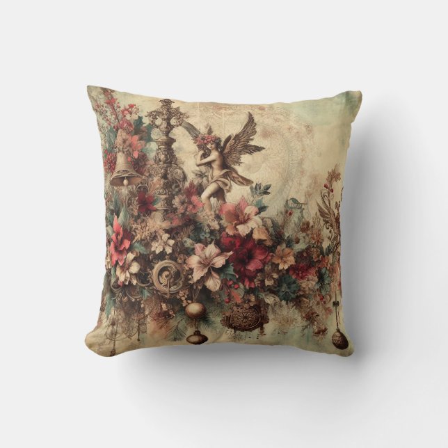 Create Your Own Victorian Christmas Angel Throw Pillow (Front)