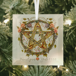 Create Your Own Victorian Floral Pentacle Glass Ornament