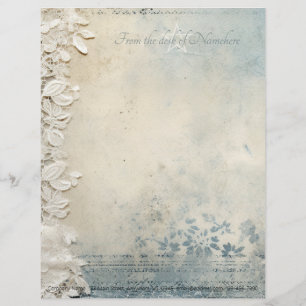 Create Your Own Victorian Lacy Blue Floral Letterhead