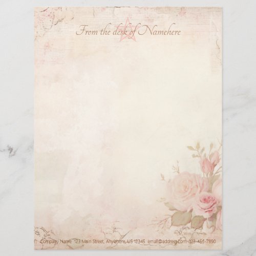 Create Your Own Victorian Pink Roses Ephemera Letterhead
