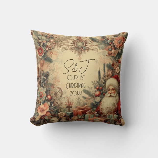 Create Your Own Victorian Santa Claus Throw Pillow (Front)