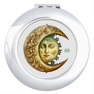 Create Your Own Victorian Steampunk Crescent Moon Compact Mirror