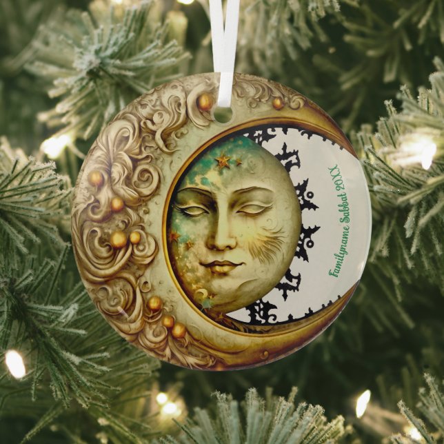 Create Your Own Victorian Steampunk Crescent Moon Glass Ornament (Insitu)