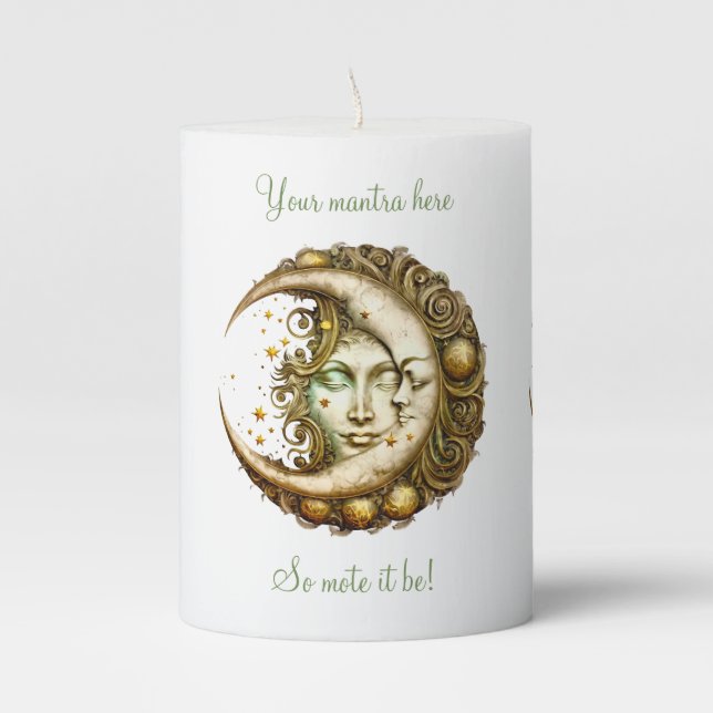 Create Your Own Victorian Steampunk Moon Goddess Pillar Candle (Front)
