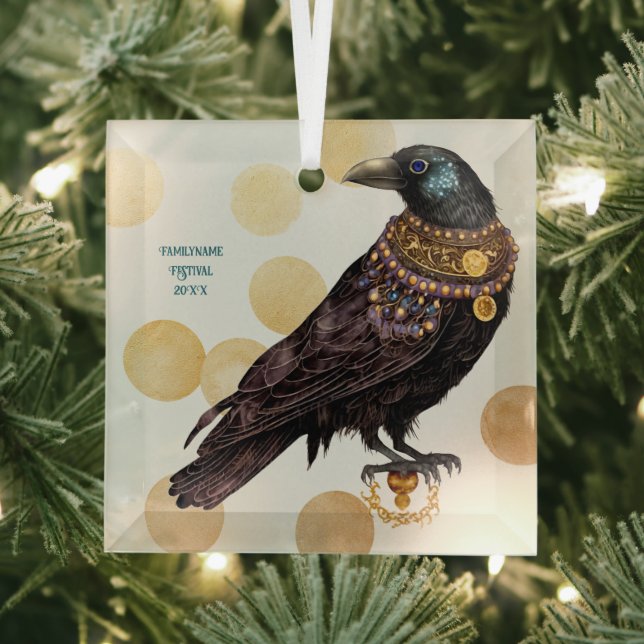Create Your Own Victorian Steampunk Raven Glass Ornament (Insitu)