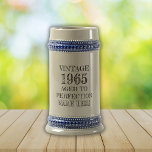 Create Your Own Vintage Birthday  Beer Stein<br><div class="desc">Celebrate a milestone year in classic style with this "Vintage 1965 Aged to Perfection" beer stein, complete with customizable name. Featuring a traditional ceramic body with rich blue ornamental trim, this stein makes a perfect birthday gift for someone born in 1965. Whether used for toasting or displayed as a keepsake,...</div>