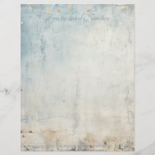 Create Your Own Vintage Blue Gold Grunge Stars Letterhead
