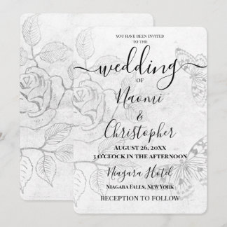 Create Your Own Vintage Butterfly Rose Invitation