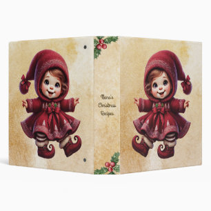 Create Your Own Vintage Christmas Gnome Girl 3 Ring Binder