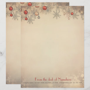 Create Your Own Vintage Red Gold Grey Ornaments Letterhead