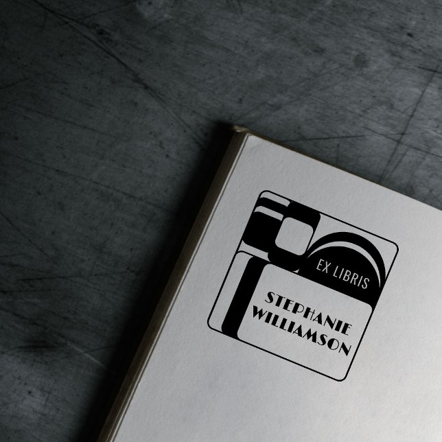 Create Your Own Vintage Retro Ex Libris Name Rubber Stamp (Creator Uploaded)