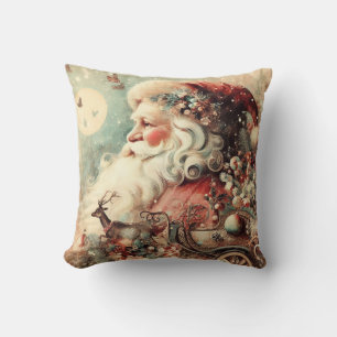 Create Your Own Vintage Santa Claus & Decorations Throw Pillow