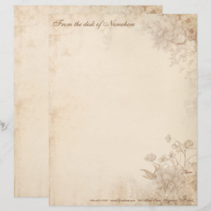 Create Your Own Vintage Sepia Flowers Floral Letterhead