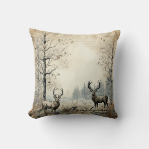 Create Your Own Vintage Winter Deer Throw Pillow
