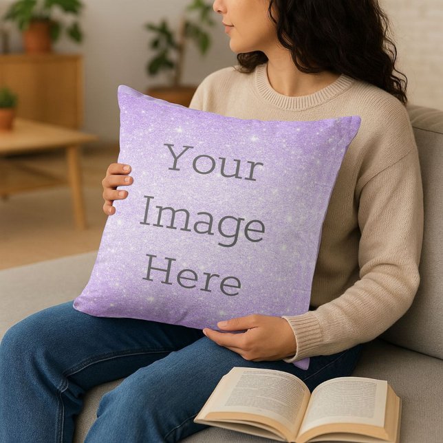 Create Your Own Violet Purple Glitter Dust Ombre Throw Pillow (Creator Uploaded)