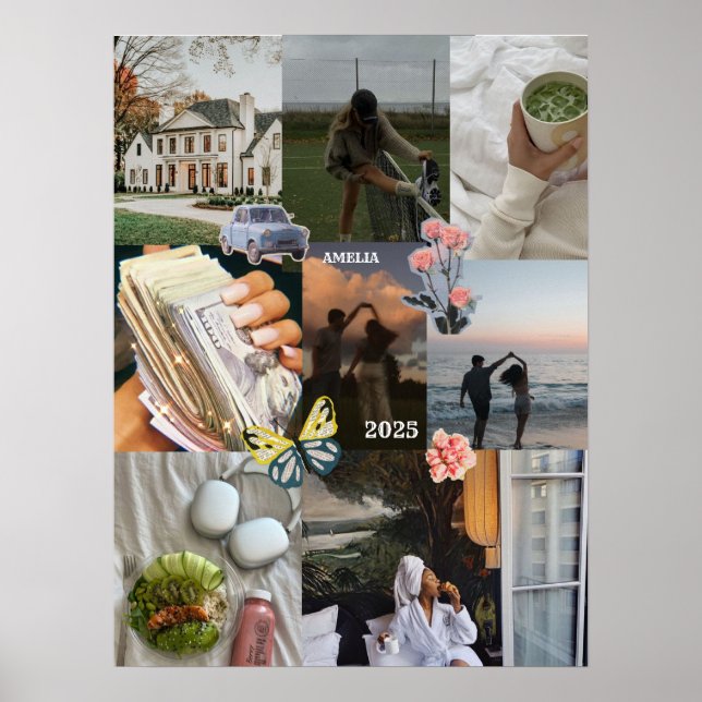 Create Your Own Vision Board 2025 Photo Collage Poster (Front)