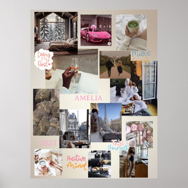 Create Your Own Vision Board Manifesting 2025 Poster (Front)