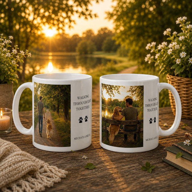 Create your own Walking through life together Coffee Mug (Create your own Walking through life togethe photo Coffee Mug. Very nice mug for dog lovers.)