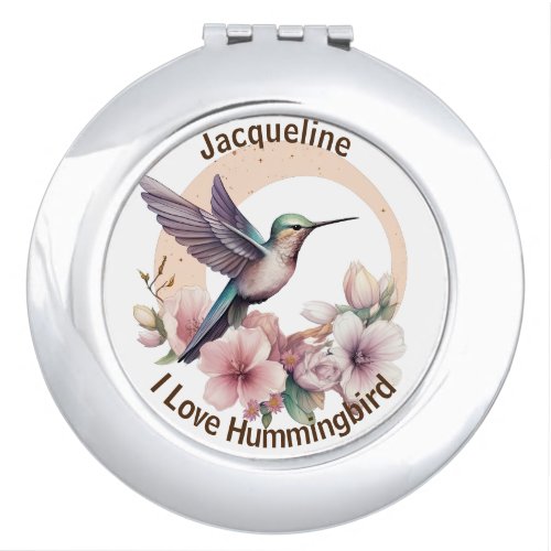 Create Your Own Watercolor Hummingbird Custom Name Compact Mirror