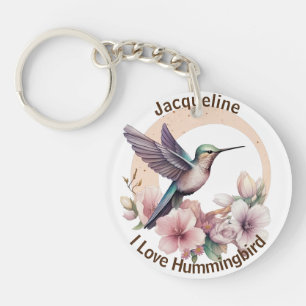 Create Your Own Watercolor Hummingbird Custom Name Keychain