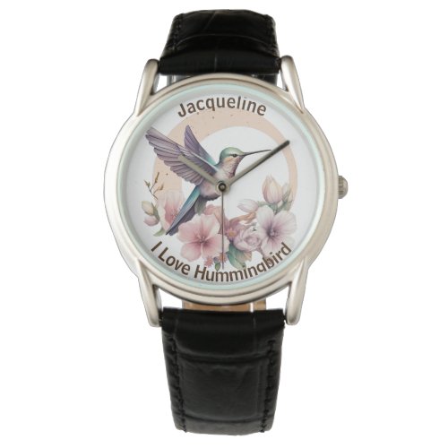 Create Your Own Watercolor Hummingbird Custom Name Watch