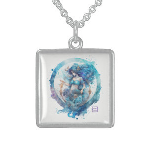 Create Your Own Watercolor Mystical Aquarius Sterling Silver Necklace